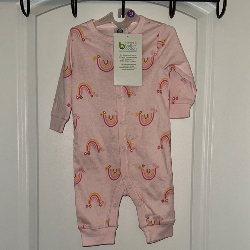 Gerber Pink Rainbow Print Footed One-Piece